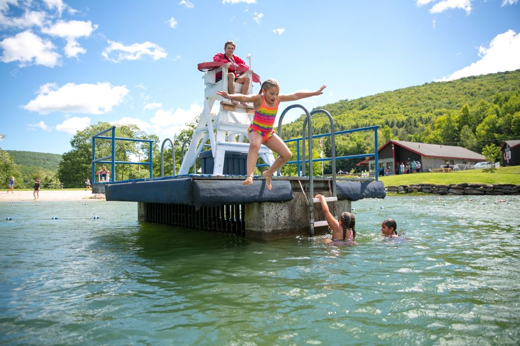 Exterior of kids playing in Belleayre Beach.