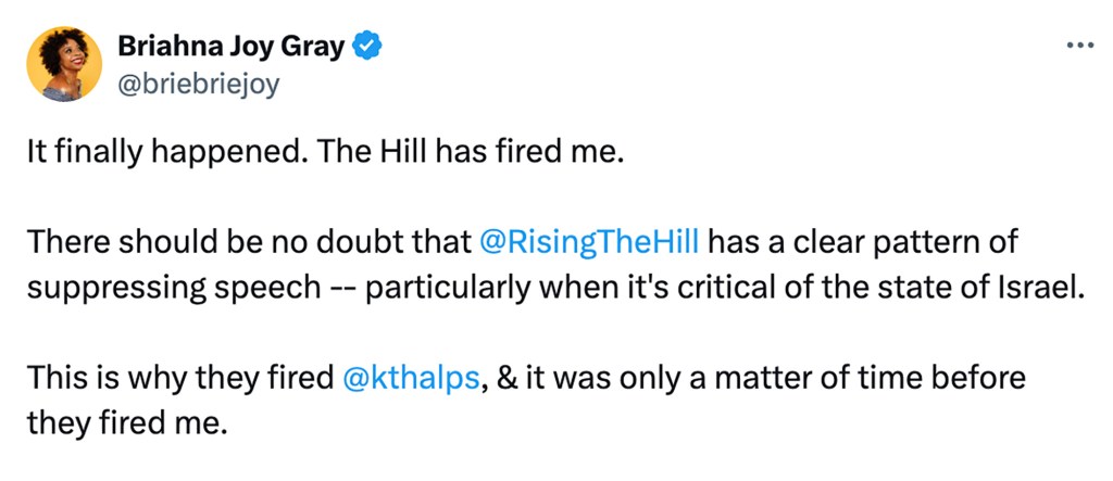 Gray accused The Hill of being against free speech.