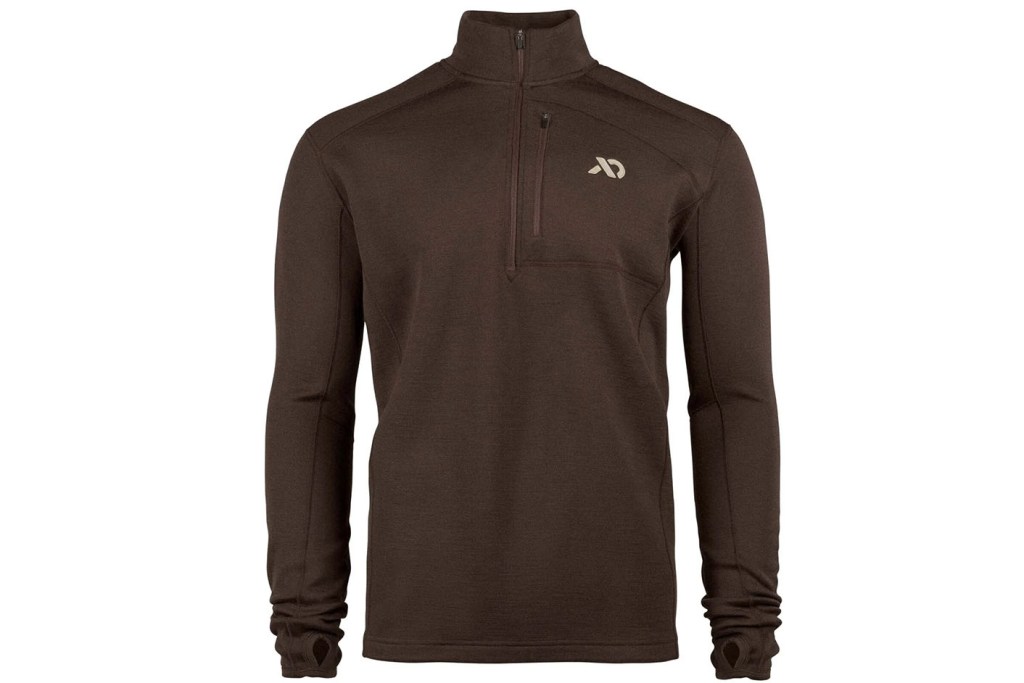 Brown jacket with a logo on it