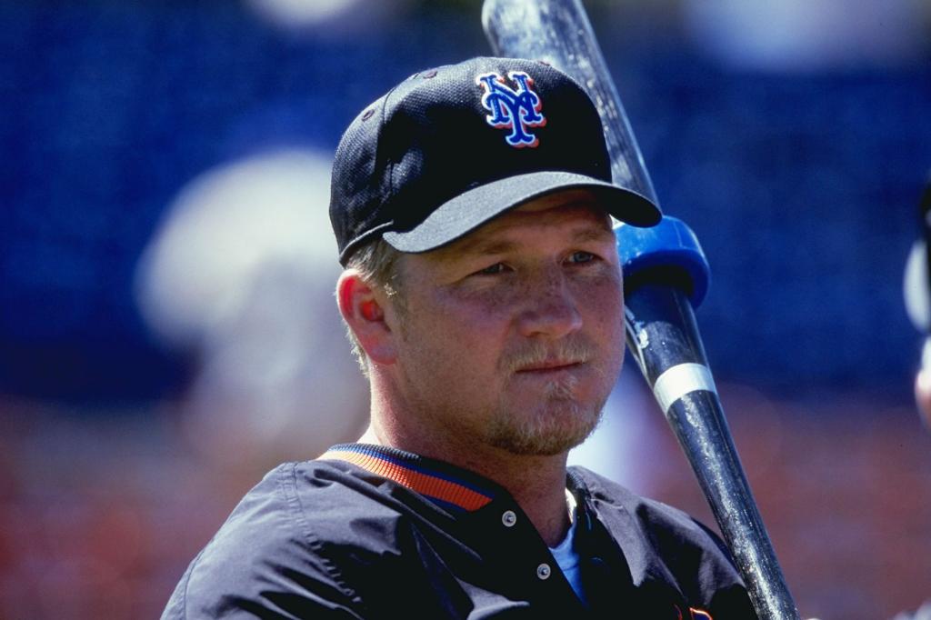 Infielder Matt Franco #15 of the New York Mets holds a bat during the Spring Training game against the Los Angeles Dodgers at the Holman Stadium in Vero Beach, Florida. The Mets tied the Dodgers 2-2.