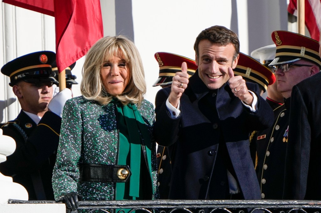 French President Emmanuel Macron and his wife Brigitte Macron at an even in Paris