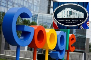 Google and Justice Department logos