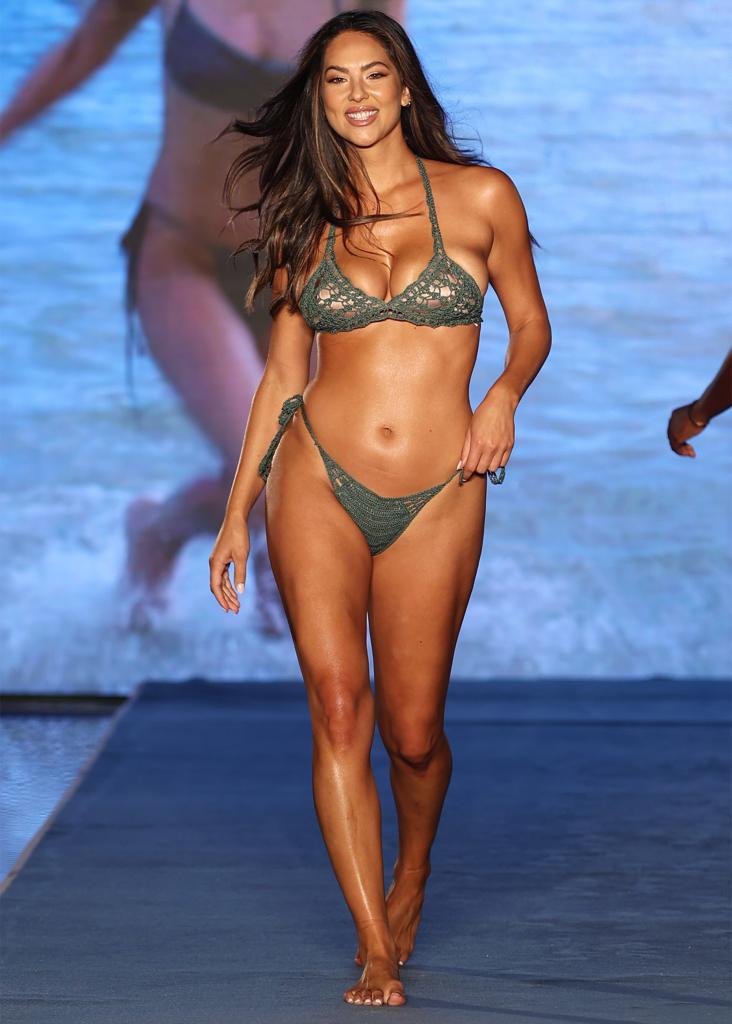 Christen Harper walks the runway for Sports Illustrated Swimsuit in July 2021.