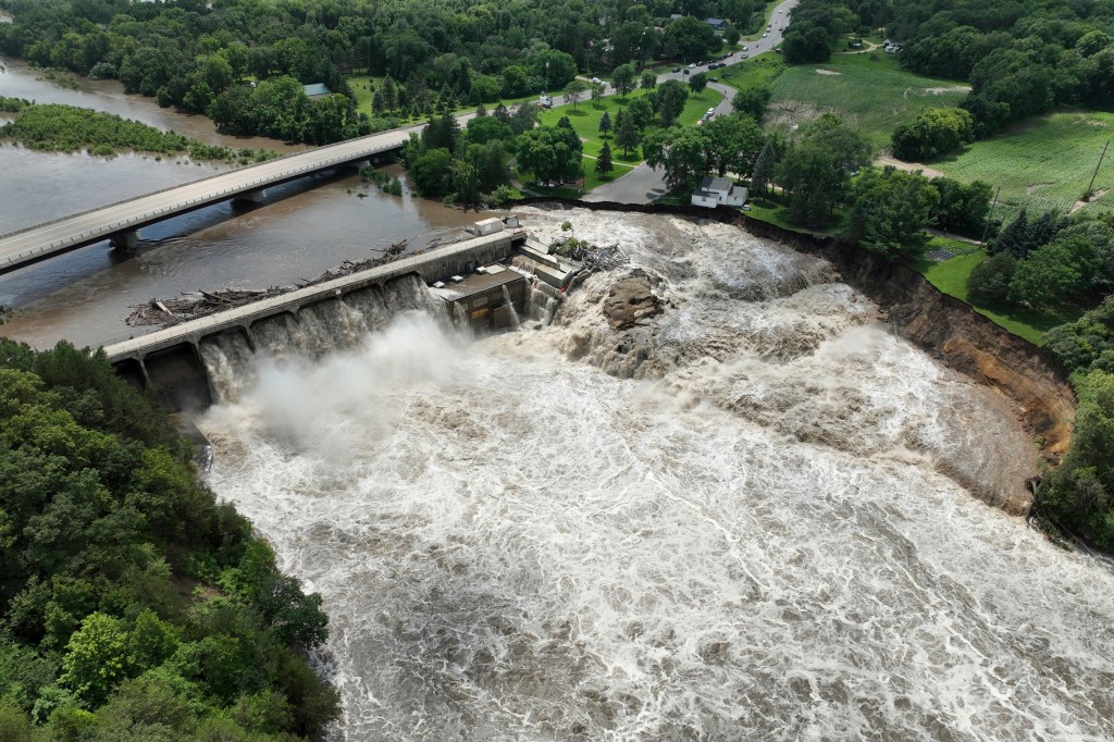The Rapidan Dam experienced a major breach on Monday, causing dangerous flooding conditions along the Blue Earth River. 
