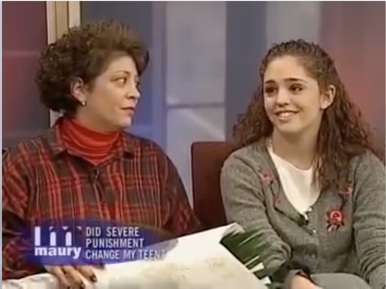 Kristen White and her mom, Toni, on the "Maury Show" in 1999. 