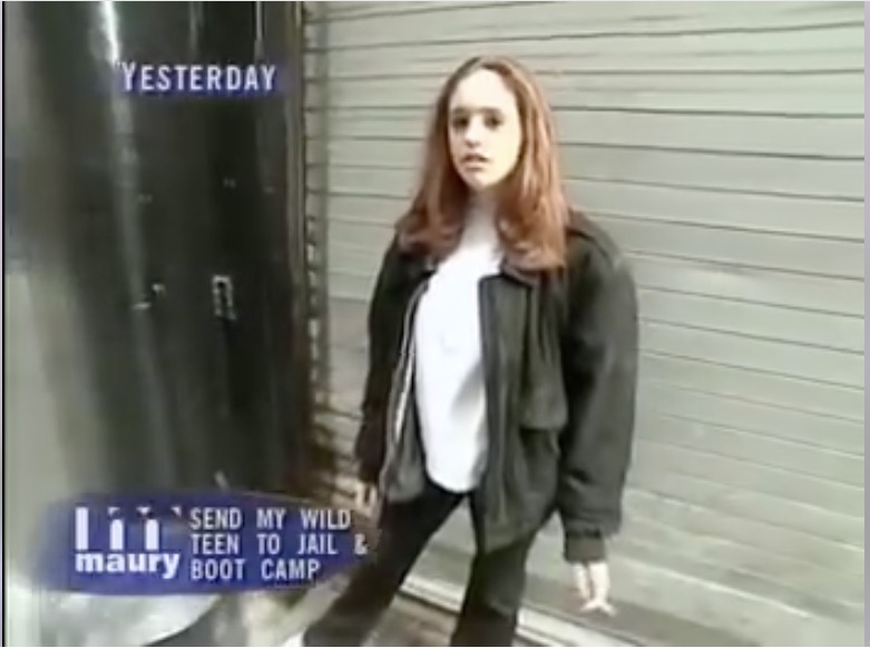 Kristen White smoking a cigarette at age 16 on the "Maury Show", when she was an "Out of control teen" in 1999.