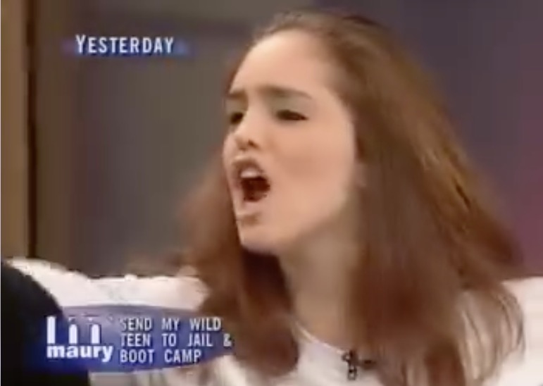 Kristen White at age 16 on the Maury show when she was an "Out of control teen" in 1999.