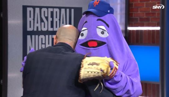 Licata and Grimace hugged it out on SNY's airwaves.
