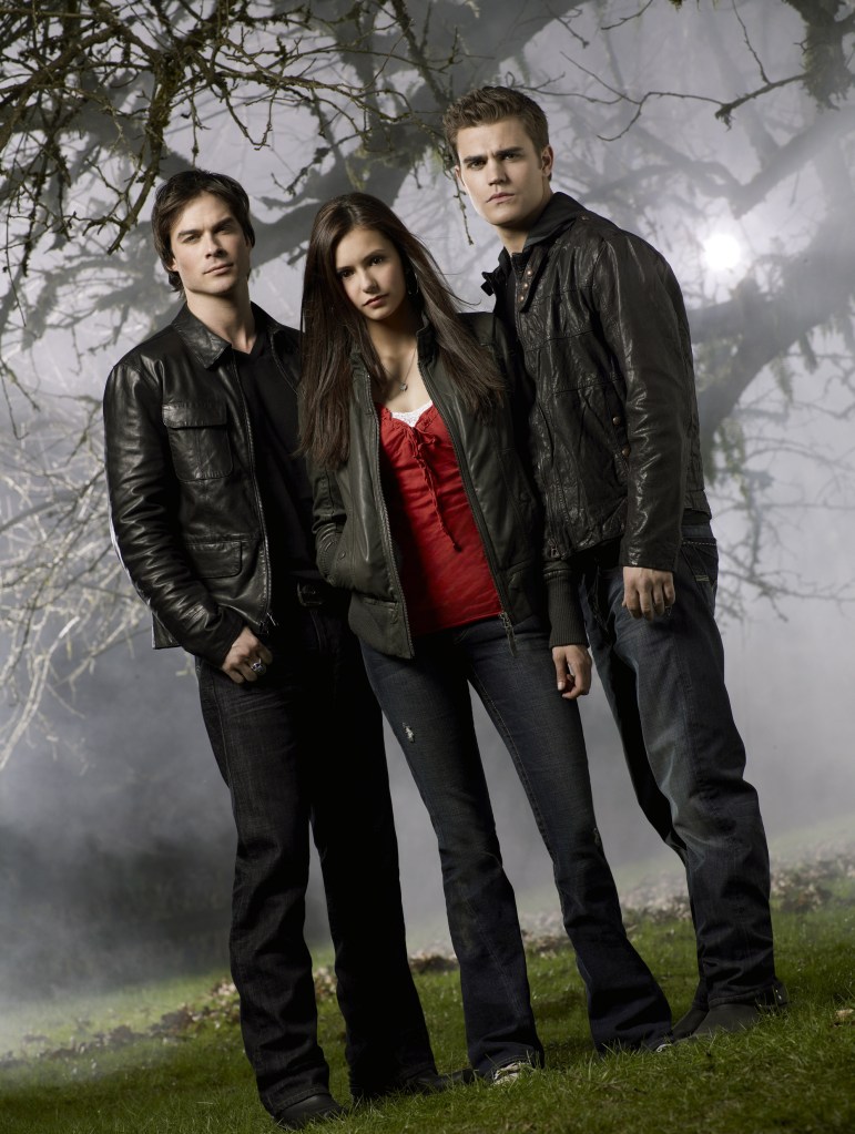 Ian Somerhalder, Nina Dobrev, Paul Wesley on "The Vampire Diaries" in 2009.
