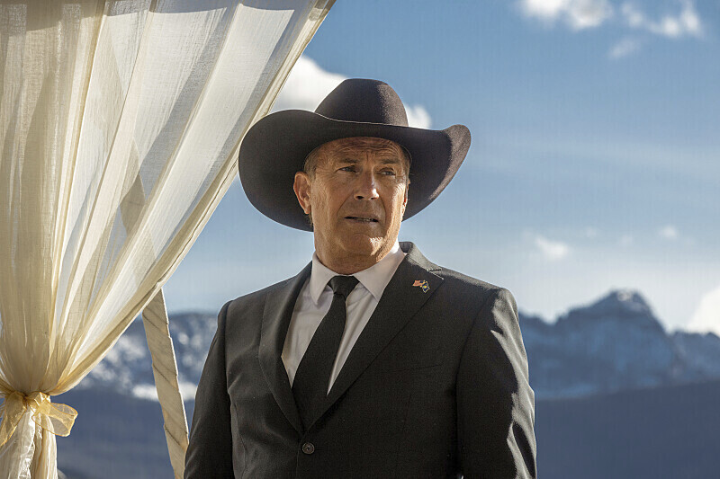 Kevin Costner portraying the character of rancher John Dutton in the Paramount Network drama series 'Yellowstone'