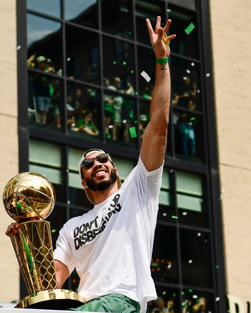 Jayson Tatum relished his first Larry O'Brien Trophy celebration.