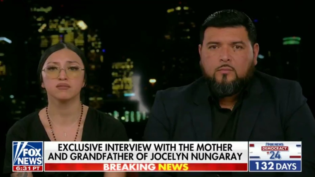 Jocelyn Nungaray's mother and grandfather spoke to Fox News on Tuesday about their murdered loved one.