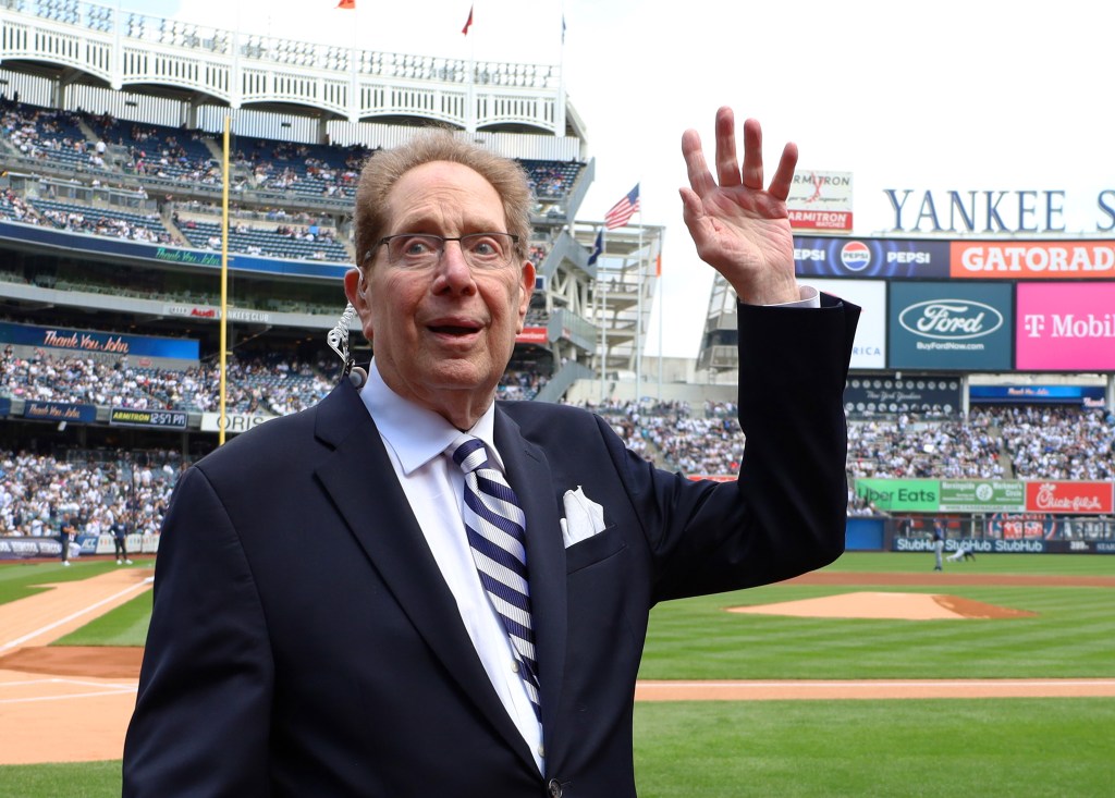 John Sterling during a Yankees ceremony honoring his career on April 20, 2024.