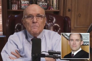 Rudy Giuliani speaks during his streaming program THE RUDY GIULIANI SHOW posted to X on June 17, 2024