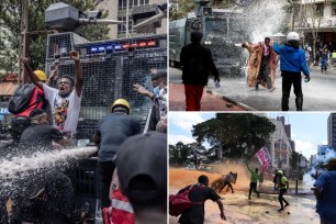 protests in Kenya water canons used by police on protesters