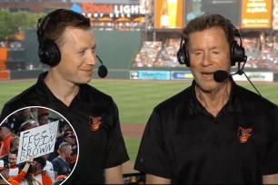 Announcer Kevin Brown was clearly uncomfortable after Jim Palmer brought up bad memories. 