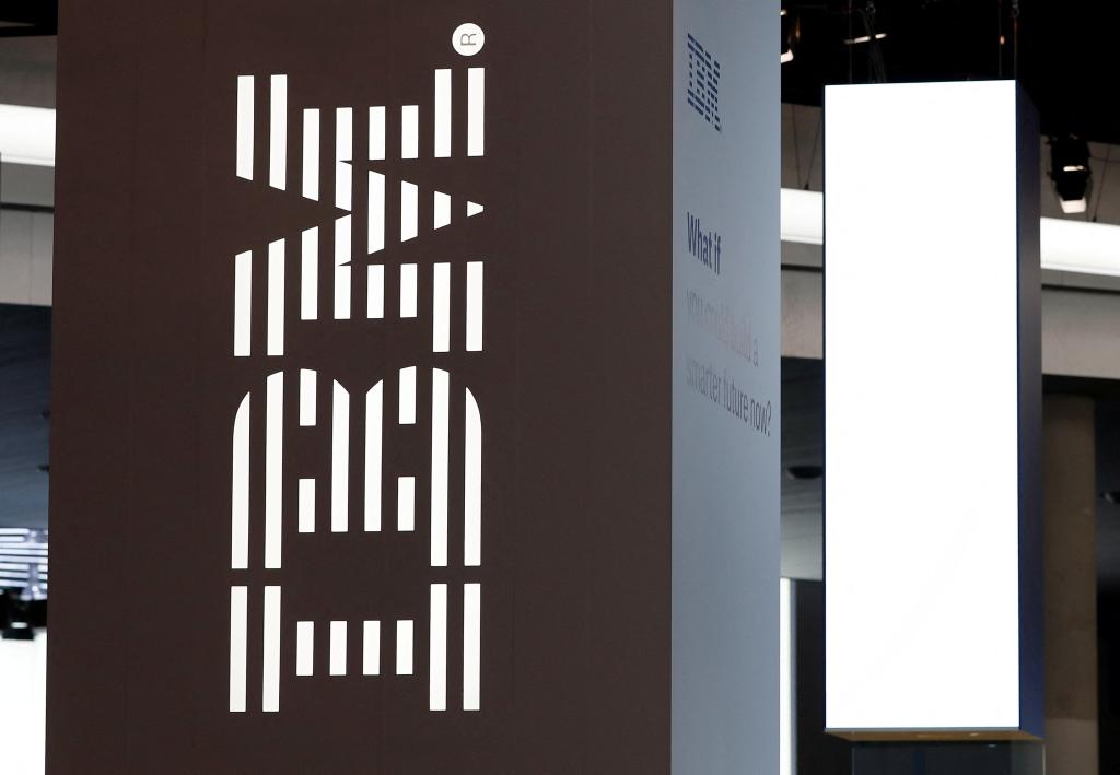IBM logo displayed at the Mobile World Congress in Barcelona, Spain, February 28, 2018