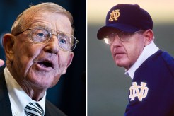 Lou Holtz, former Notre Dame football coach, addresses the America First Policy Institute's America First Agenda Summit at the Marriott Marquis on Tuesday, July 26, 2022