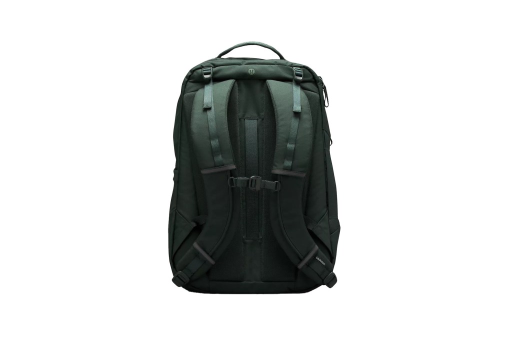 A green backpack with straps