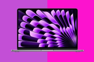 Laptop with purple and black design