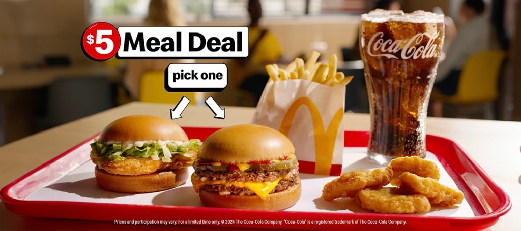 A tray of McDonald's value meal including burgers and fries, available at select locations starting June 25.