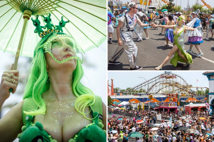 A collage of people dressed as mermaids