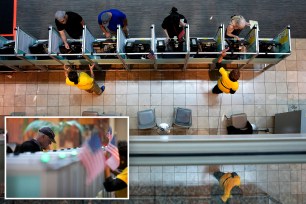 People vote in the Nevada primary at a polling place, Tuesday, June 11, 2024, in Henderson, Nev. (AP Photo/John Locher)