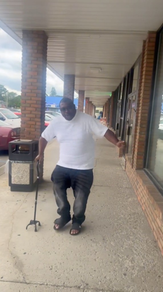 Corey Harris, 44, was filmed heading into a Michigan Secretary of State’s office, taking learner's permit test and then celebrating with a little dance outside afterwards last Friday. 