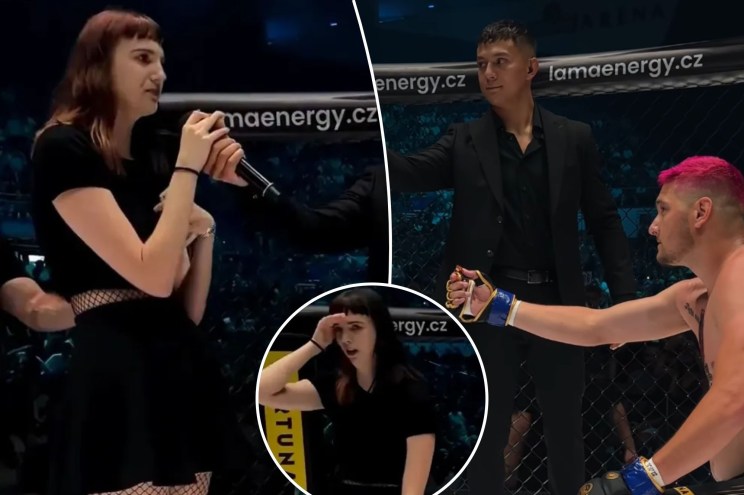 MMA fighter's proposal rejected in the ring at Czech Republic fight night. 