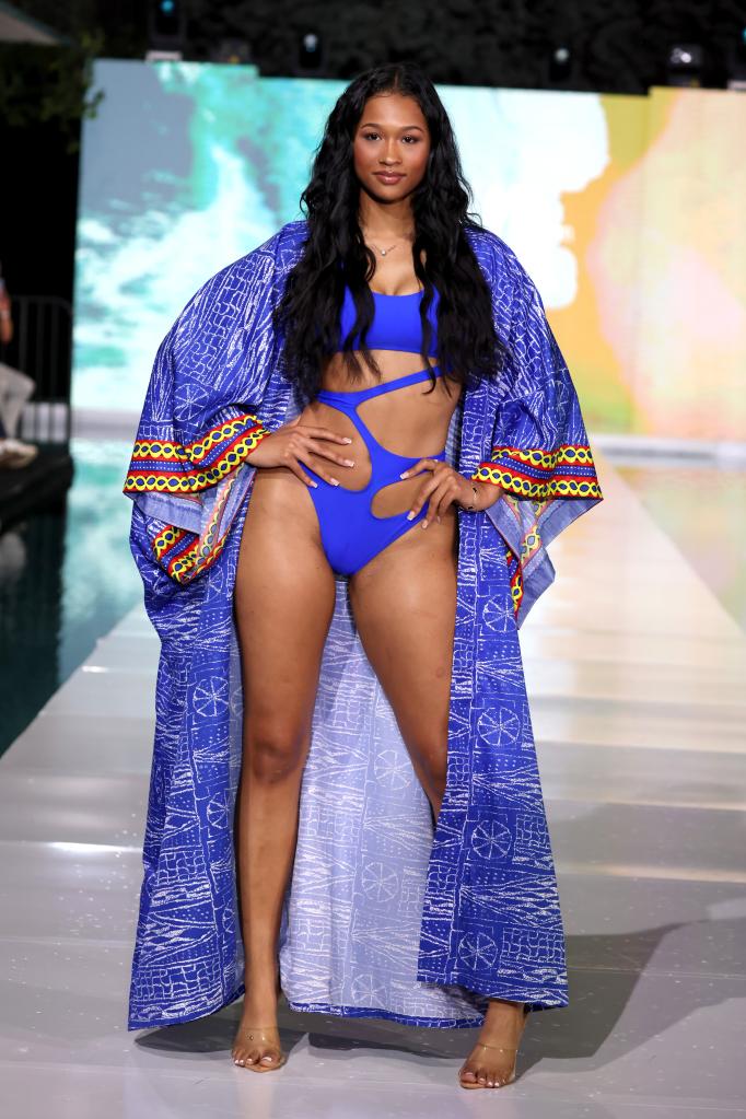 A model walking the runway for CYAR Swim at Miami Swim Week 2024