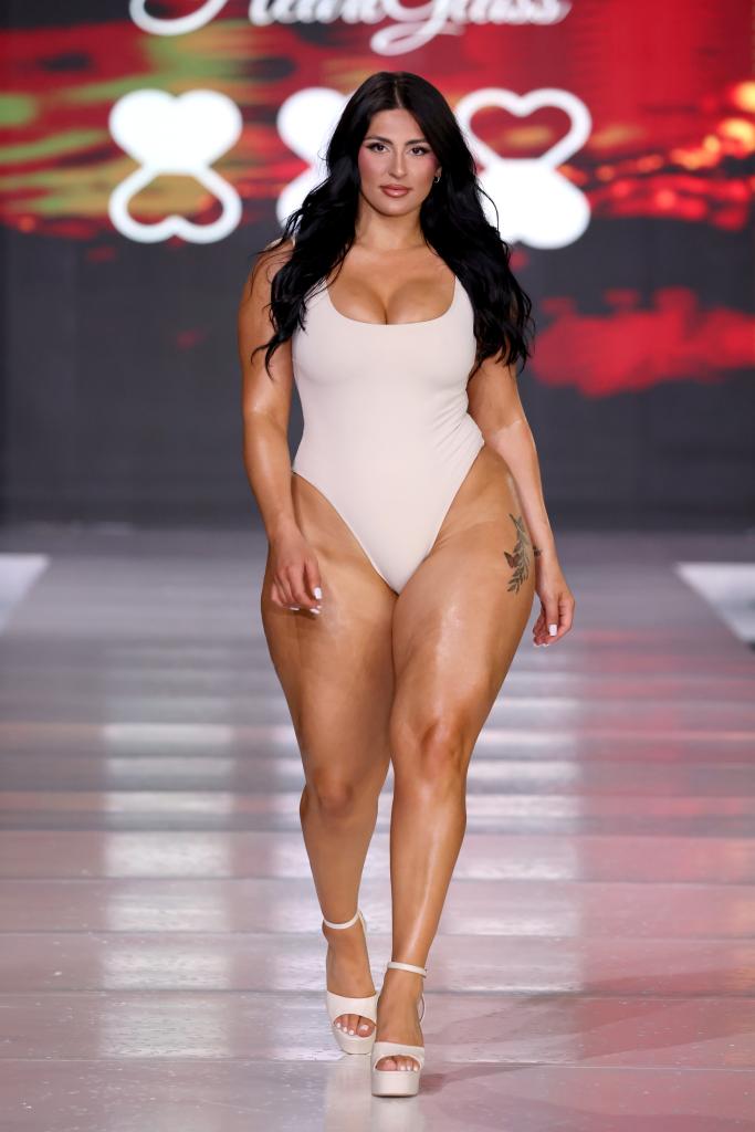 A model walking the runway for HeartGlass at Miami Swim Week at SLS South Beach, Miami Beach, Florida on May 31, 2024.