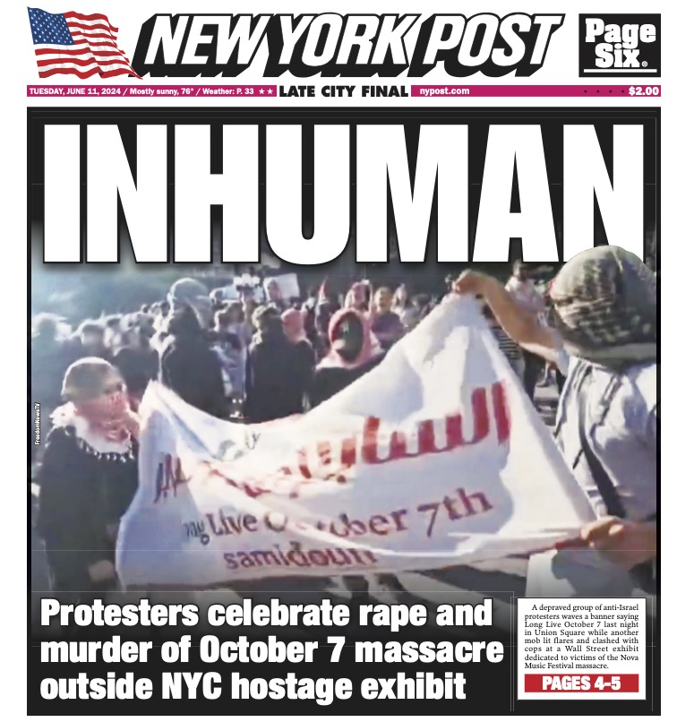 The front page of the New York Post Tuesday.