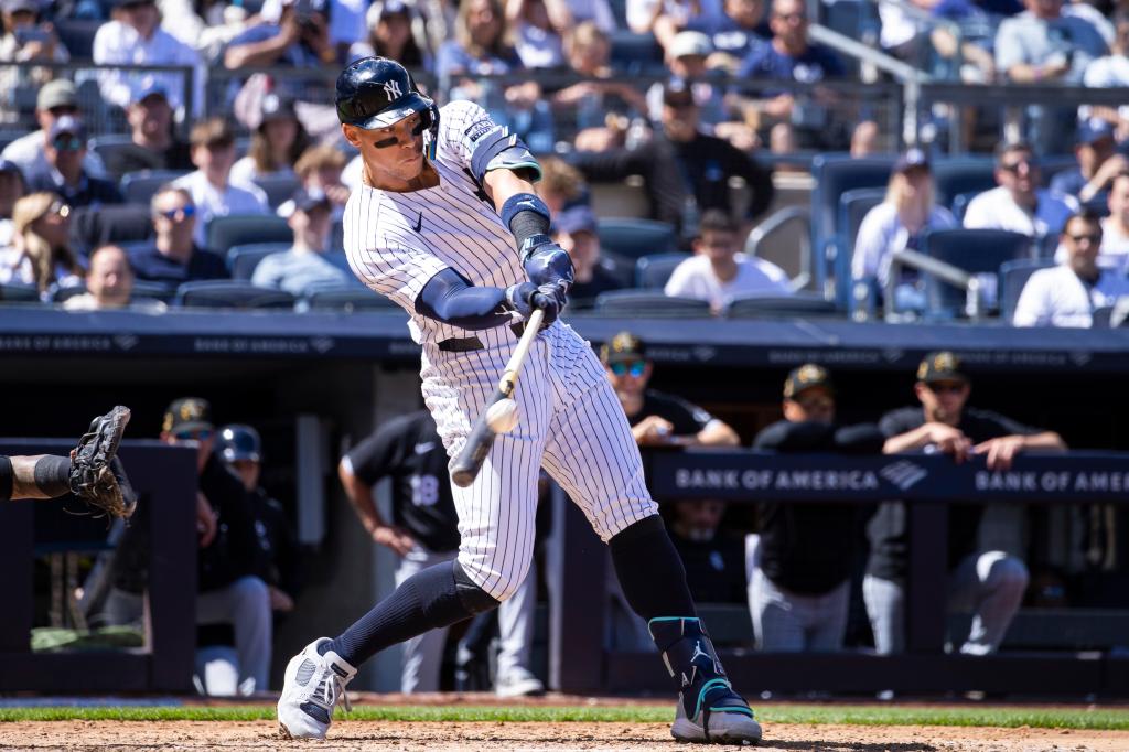 Aaron Judge hits a two run home run scoring Juan Soto in the fifth inning against the Chicago White Sox.