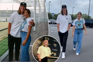 Jaguars quarterback Trevor Lawrence signed his five-year, $275 million contract extension with Jacksonville with his wife, Marissa by his side, as seen in a video the team shared on social media.