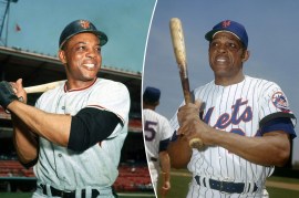 Willie Mays seen with the Giants, circa 1967, and the Mets, circa 1973.