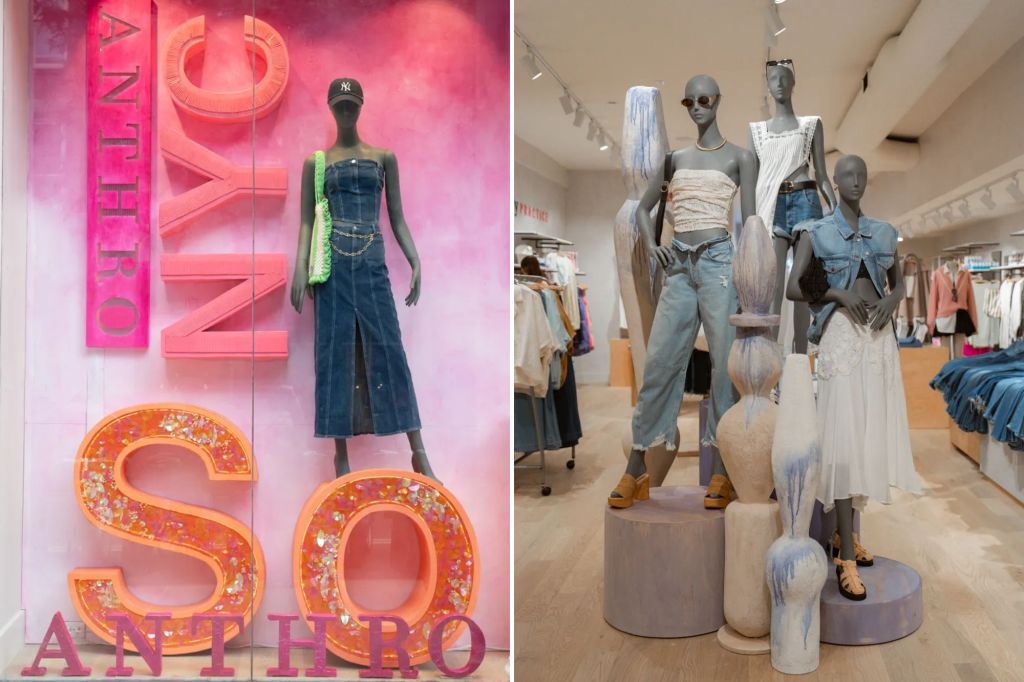 Mannequins displaying Anthropologie's boho styles in new 8,000-square foot West Broadway location
