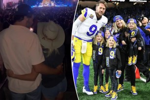 Mr. and Mrs. Stafford seem to be just fine after the "media storm" over recent comments she made about dating his former Georgia teammate to "piss him off" during the early days of their relationship. 