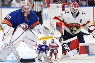 Ilya Sorokin in net for the Islanders; Sergei Bobrovsky in net for the Panthers; Sorokin and Bobrovsky