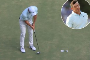 Rory McIlroy of Northern Ireland reacts after finishing the final round of the 124th U.S. Open