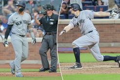 Gleyber Torres (left) and D.J. LeMahieu struck out in key moments of the Yankees' 9-7 Subway Series loss to the Mets.