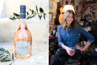 Carla Bruni sitting in a chair sipping her new rosé, Roseblood d'Estoublon