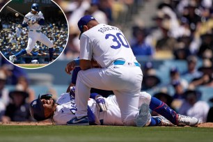Mookie Betts became the latest injury worry for the Dodgers after leaving Sunday's game after getting hit on the hand.