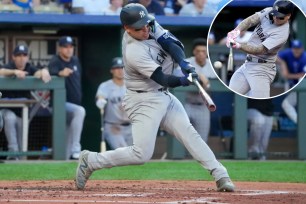 Jose Trevino hit a three-run homer and Alex Verdugo hit a two-run single (inset) during the Yankees' six-run first inning in their 11-5 win over the Royals.