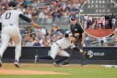 Ben Rice, robbing Ozzie of a hit and turning a double play in the third inning, was a Yankees fan growing up in Massachusetts (third from left, inset).