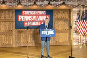 Pennsylvania GOP Senate candidate Dave McCormick during the fourth leg of his “Building America’s Future” tour, in Delaware County, Pennsylvania. 