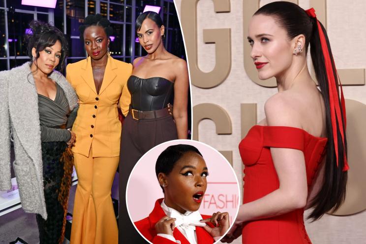 A collage of celebrity women including Karen Pittman, Danai Gurrira, Sabrina Elba, Janelle Monae, and Rachel Brosnahan posing for a picture.