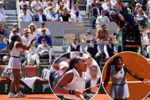 Coco Gauff argues with the umpire after a controversial call at the French Open.