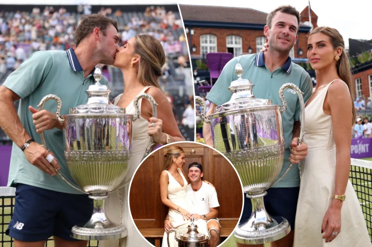 Tommy Paul's girlfriend Paige Lorenze raised eyebrows when she joined the American on the court after his win at the Queen's Club Championships on Sunday. 