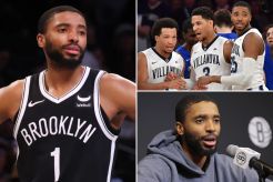 Mikal Bridges (left and bottom right), who was traded to the Knicks on Tuesday night, will now join Villanova teammates Jalen Brunson, Josh Hart (inset) and Donte DiVincenzo (not pictured).