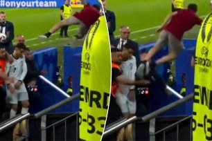 Cristiano Ronaldo narrowly misses being hit by fan in bizarre scene